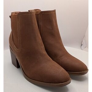 MIA Women's Brown Suede Chelsea Block Heel Ankle Boots Size 7